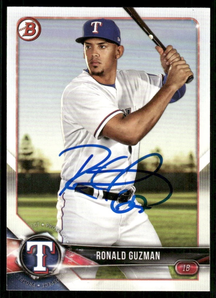 2018 Bowman RONALD GUZMAN Signed Card autograph auto RANGERS YANKEES - Image 1 of 1