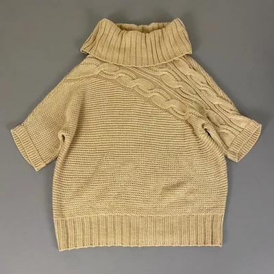 Suéter Jaclyn Smith Para Mujer Grande Metálico Beige Tejido Manga Corta Capucha Cuello Foto 1 de 4