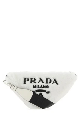 PRADA Triangle White Shearling Crossbody Bag New And Authentic - Image 1 of 4