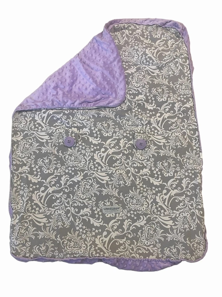 Car Seat Canopy Purple & Gray Baby Carseat Fleece Minky Back - Image 1 of 4