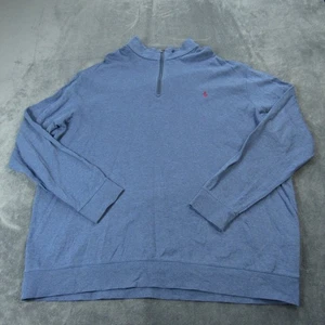 Polo Ralph Lauren Men’s 3XL Blue 1/4 Zip Pullover Sweatshirt Long Sleeve Pony - Picture 1 of 9