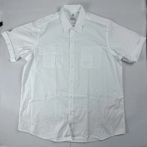 Camisa de piloto Murphy & Hartelius M&H para hombre 19 botones manga corta blanca - Imagen 1 de 14