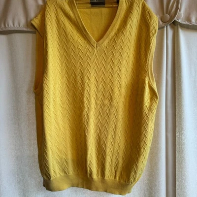 Chaleco Suéter Tejido Amarillo Lyle & Scott Escocia Hombre Grande Algodón Golf Cuello en V Foto 1 de 3