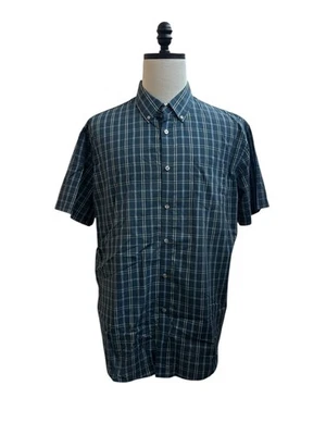 Van Heusen Dress Shirt Mens XL Black Plaid No-Iron Single Pocket Button Down - Image 1 of 4