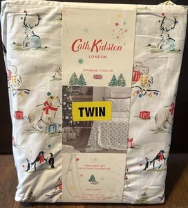 Set lenzuola gemelle crema animali natalizi Cath Kidston 3 pezzi NUOVO! Pinguini Orso Volpe - Foto 1 di 2