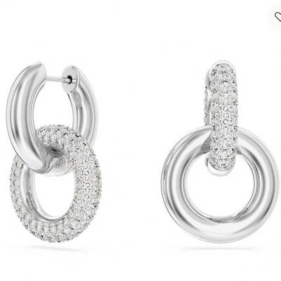 NEW Swarovski Dexter’s Asymmetrical Design, Interlocking Hoop Earrings -NWT - Image 1 of 4