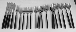 Posate canoa in legno Giappone forgiate acciaio inox EPIC 22 pezzi argenteria - Foto 1 di 8