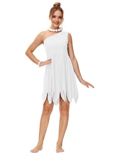 Halloween Mujer Blanco Un Hombro Dobladillo Irregular Vestido Cosplay Fiesta4456 - Imagen 1 de 26
