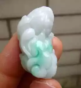 Certified Natural A Grade Icy jadeite Pi xiu Coin Ruyi Pendant 天然缅甸冰檽翡翠貔貅吊 5969 - Picture 1 of 9