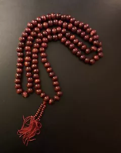 New Vintage Buddhist Prayer Wood Beads Mala Beads 31” Long - Picture 1 of 3