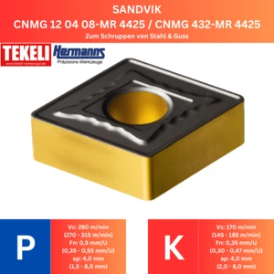 10 x SANDVIK CNMG 120408-MR 4425 / CNMG 432-MR 4425 para acero y fundición - Imagen 1 de 6