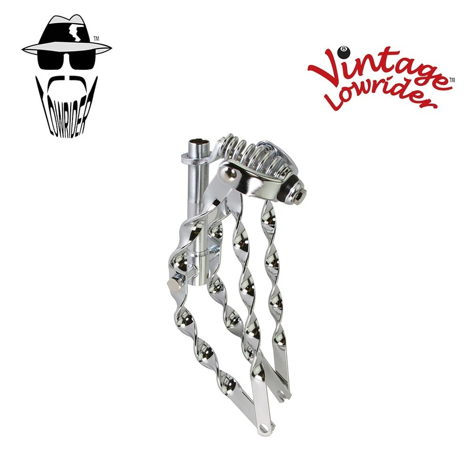 Original Vintage Lowrider 16" Bicycle Straight FLAT Twisted Spring Fork CHROME. - Image 1 of 1