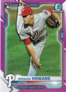 SPENCER HOWARD 2021 BOWMAN CHROME FUCHSIA REFRACTOR /299 RC PHILADELPHIA PHILLIE - Picture 1 of 2