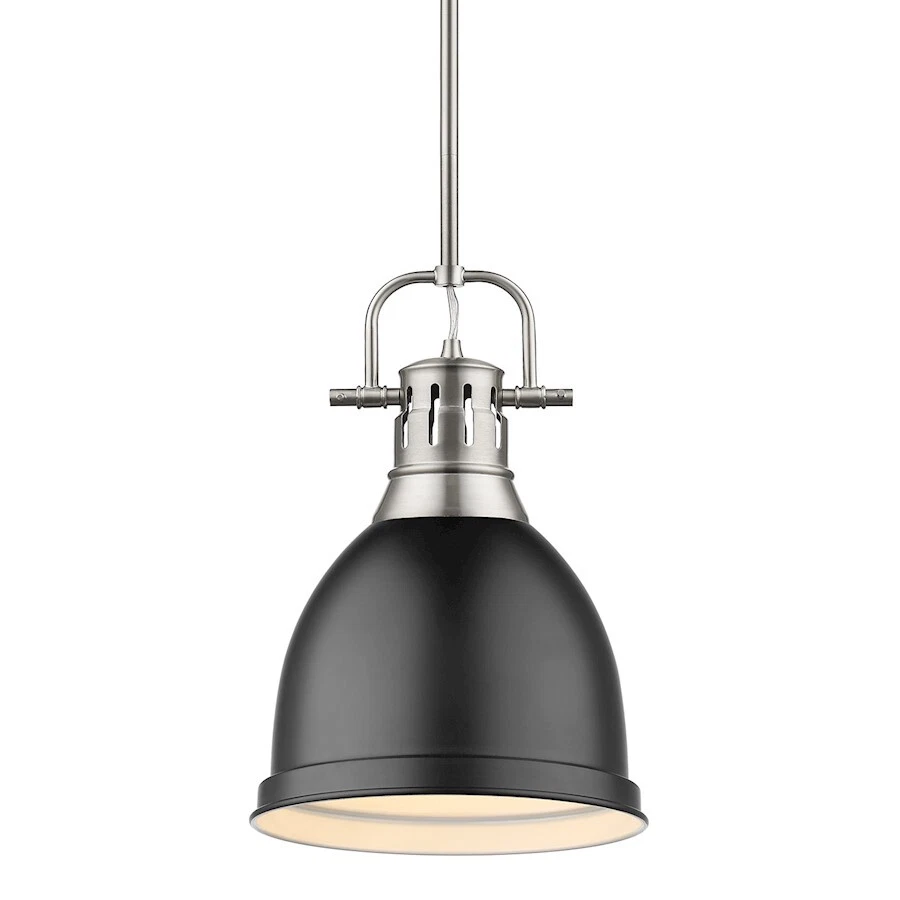 Golden Lighting Duncan Small Rod Pendant, Pewter/Black - 3604-SPW-BLK - Image 1 of 1