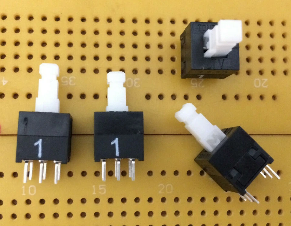 1A DPDT Vertical Push Button Switch Latching PCB Non-Shorting LTV-85 Multi Qty - Image 1 of 4