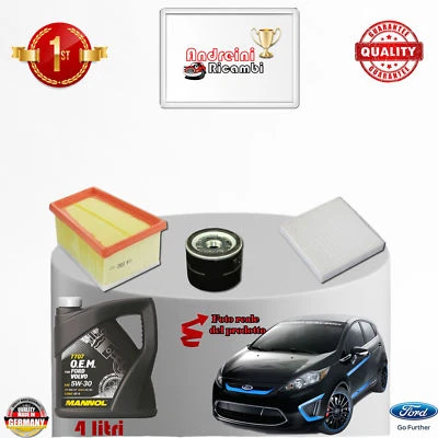 KIT TAGLIANDO FILTRI + OLIO FORD FIESTA VI 1.25 60KW 82CV DAL 2008 ->