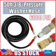 3/8" x 50ft 6000psi Hot Water Pressure Washer Hose Non-Marking 2-Braid R2 Black