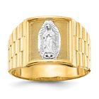 14k Two-tone Gold Finger Ring Our Lady of Guadalupe Ring for Men Size 10