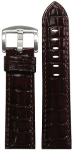 Banda de reloj semibrillante de cuero borgoña de 20 mm Panatime con estampado de Gator y punto a juego - Imagen 1 de 1