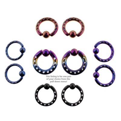 一对镀钢工业风格圈养珠戒指 — 第 1/4 张图片