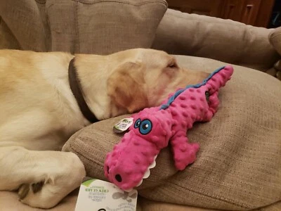 Juguete de peluche para perro GoDog Gators grande rosa masticable chirrido 774023 Foto 1 de 2