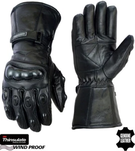GUANTES DE CUERO DE MOTOCICLETA DE INVIERNO RESISTENTE AL AGUA CON NUDILLOS DE CARBONO - Imagen 1 de 2