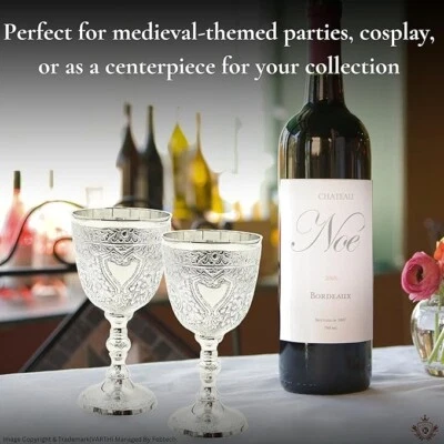 Calici da vino in ottone placcato argento inciso a mano Royal da 6" con scato... - Immagine 1 di 4