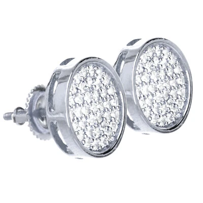 Brincos masculinos folheados a ouro gelado folheados a prata 11 mm 3D redondo parafuso traseiro BE 012 - Imagem 1 de 4