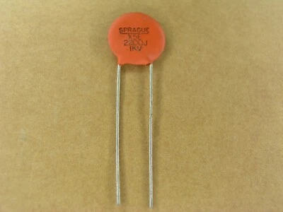 SPRAGUE ELECTRIC P00792 (2 Pc Lot) 2200 pf 1000 volt 1KV +-5% X5E leaded ceramic disc capacitor