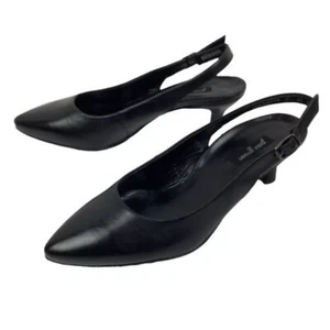 Paul Green Rio Pointed Toe Kitten Heel Leather Slingback Pumps 4 - Picture 1 of 13