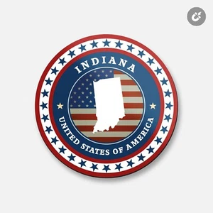 Bandera del estado de Indiana | imán decorativo redondo de 4"" x 4 - Imagen 1 de 2
