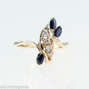 HIGH END 0.50 CT. SAPPHIRE & DIAMOND LADYâS COCKTAIL RING 14K YELLOW GOLD US6 - Picture 1 of 4