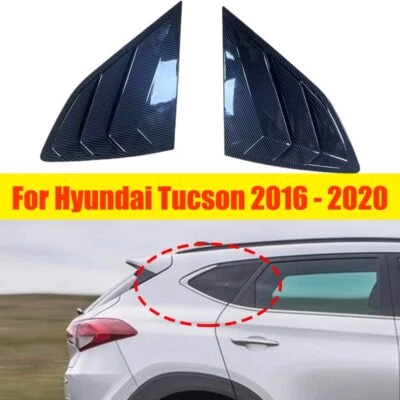 2Pcs Carbon Car Rear Window Side Vent Louver Trim For Hyundai Tucson 2016-2020 - Image 1 of 4