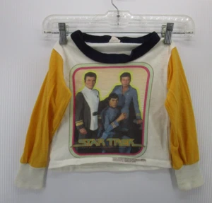 VINTAGE Star Trek Shirt Jungen klein weiß 1979 70er Spock Kirk Bones Pyjama Oberteil - Bild 1 von 12