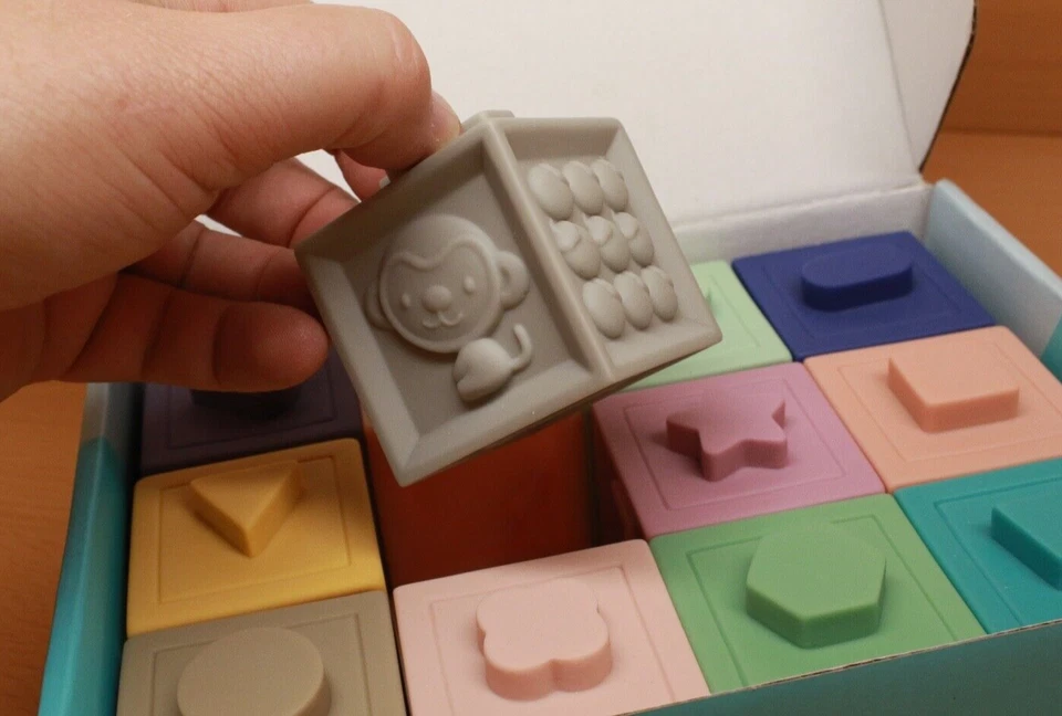 Mini Tudou Baby Soft Building Blocks 3m+ Stackable Squeezable Teether Floatable - Image 1 of 4