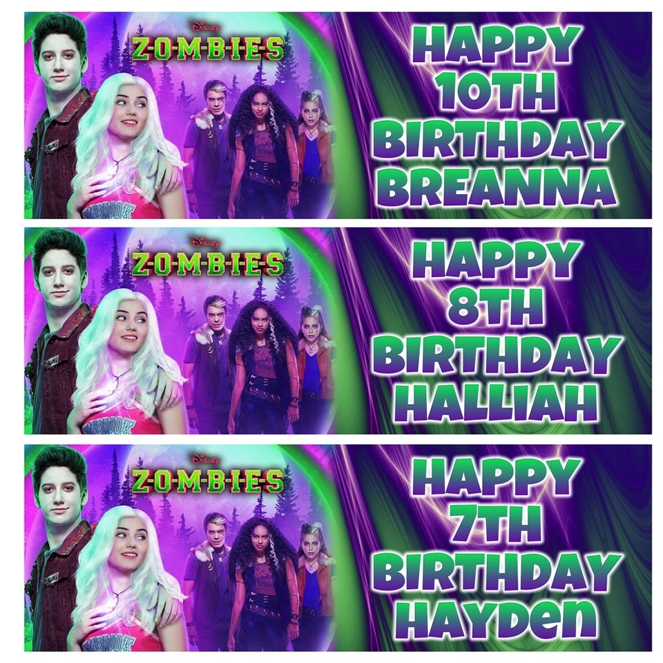 DISNEY ZOMBIES Personalised Birthday Banners - Disney Birthday Banners