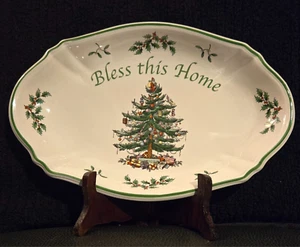 Spode Christmas Tree BLESS THIS HOME Tray Or Serving Dish 11" New in Box - Picture 1 of 6