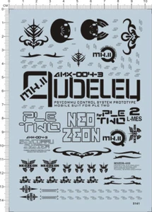 Detail Up MG 1/100 Scale AMX-004-3 QUBELEY GDM Model Water Slide Decal Black - Picture 1 of 1