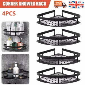 2/4pc Corner Shower Caddy Bathroom Storage Shelf Rack Basket Organiser Tidy Tray - Picture 1 of 21