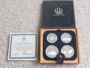 1976 Canada Olympics 4 Piece Silver Proof Coin Set With Case COA 4.4 oz ASW - Picture 1 of 11