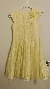 Beautiful Jona Michelle Girls Party/Wedding Yellow Lace Dress Size 12 - Picture 1 of 4