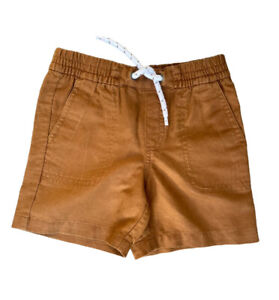 Janie and Jack Dark Caramel Linen Pull On Shorts Boys 3, excellent condition