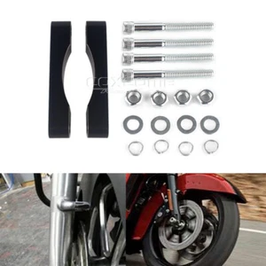 Kit de espaciadores de soportes de guardabarros delanteros envolventes negros 23"" 26"" para Harley Road King FLHR - Imagen 1 de 10