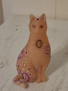 Gato miniatura ornamentado vintage de 3", rosa - Imagen 1 de 5