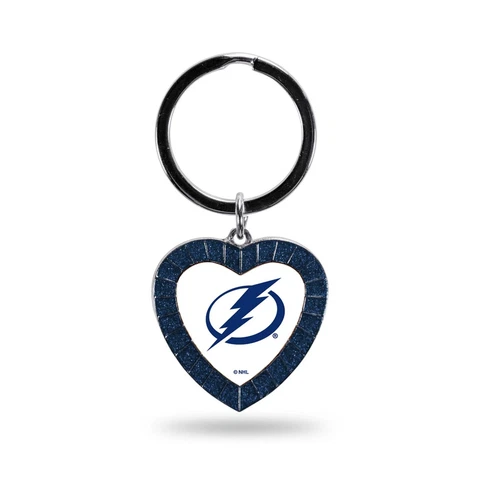 Tampa Bay Lightning Keychain Rhinestone Heart Team Color Key Ring Cover