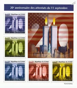 Hoja de estampillas del World Trade Center 2001 11 de septiembre 11th Attack MNH (2021 Chad) - Imagen 1 de 1