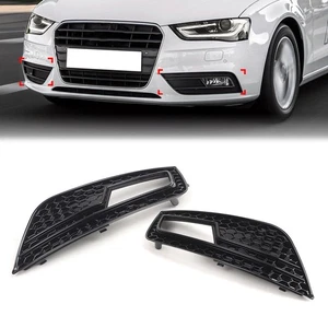 Fog Light Grille Cover Left Right Glossy Black For Audi A4 2013-2016 14 - Picture 1 of 10