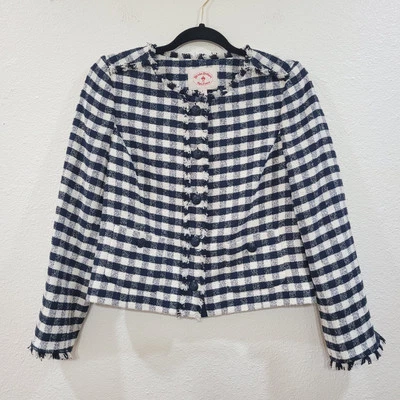 Chaqueta Brooks Brothers Talla 8 Rojo Polar Azul Marino y Blanco Cuadros Guinga Boucle  Foto 1 de 4