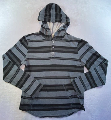 On The Byas Sudadera con Capucha Para Hombre M Gris Negro Rayas Manga Larga Bolsa Elástica Grunge Foto 1 de 4