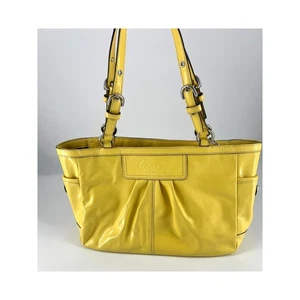 Coach Handtasche kanariengelb Lackleder Beuteltasche Schultertasche Designer authentisch - Bild 1 von 12